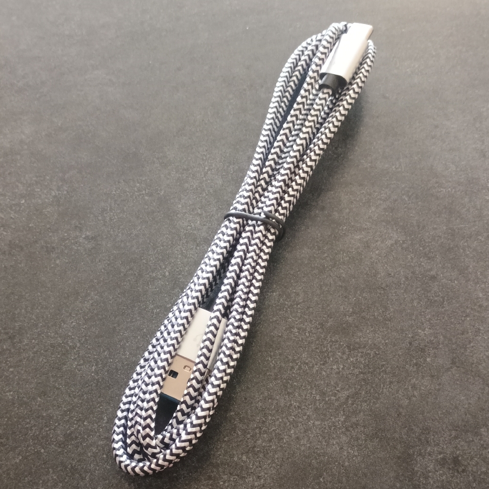 6ft Black and White Braided USB Type C Charging Cable